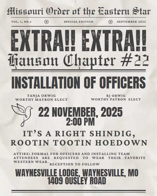 Installation of Officers Hanson Chapter #22