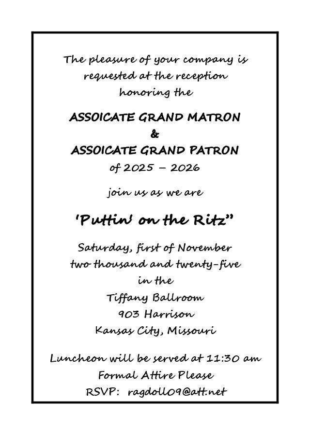 Assoicate Grand Matron & Patron Reception