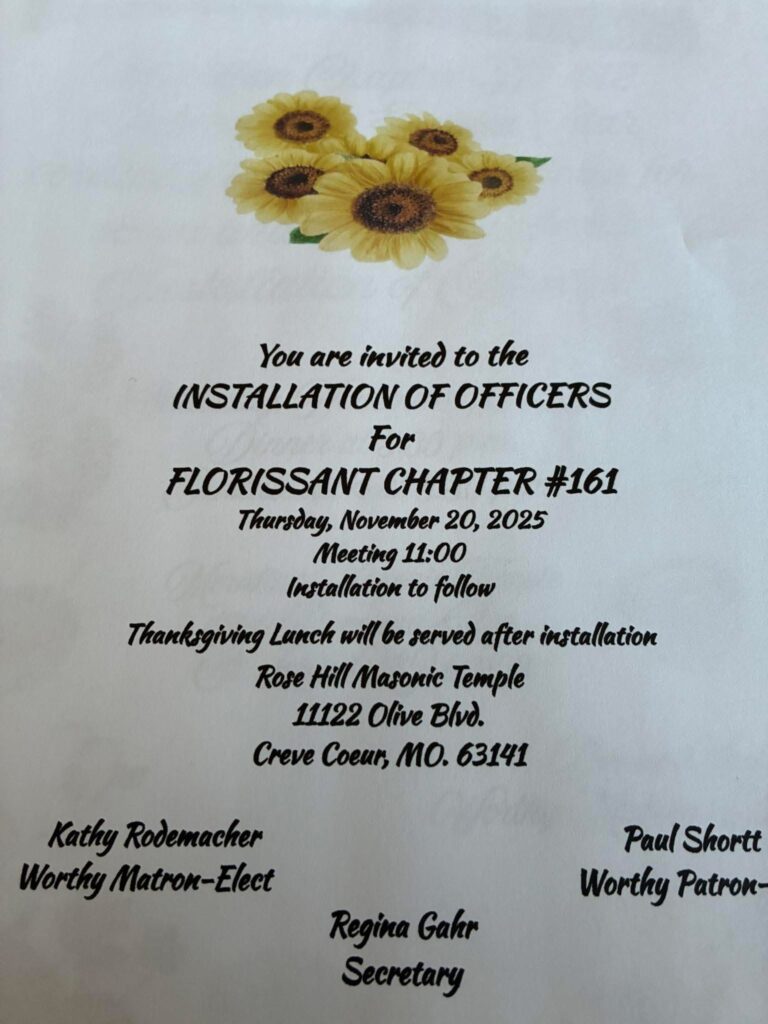 Installation of Officers Florissant Chapter #161
