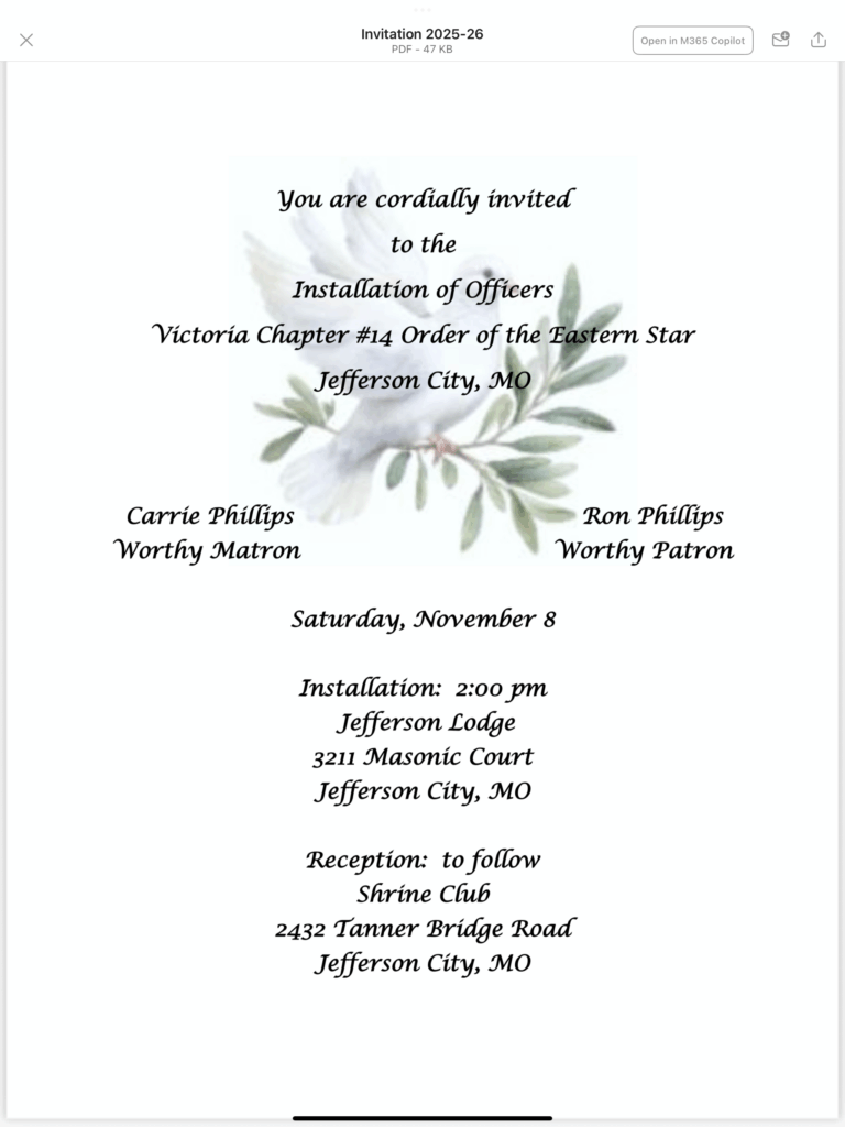 Installation of Officers Victoria Chapter #14