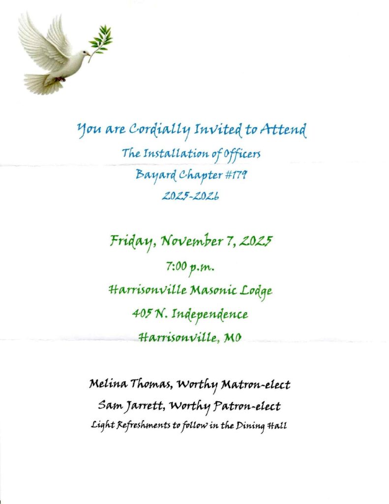 Installation of Officers Bayard Chapter #179